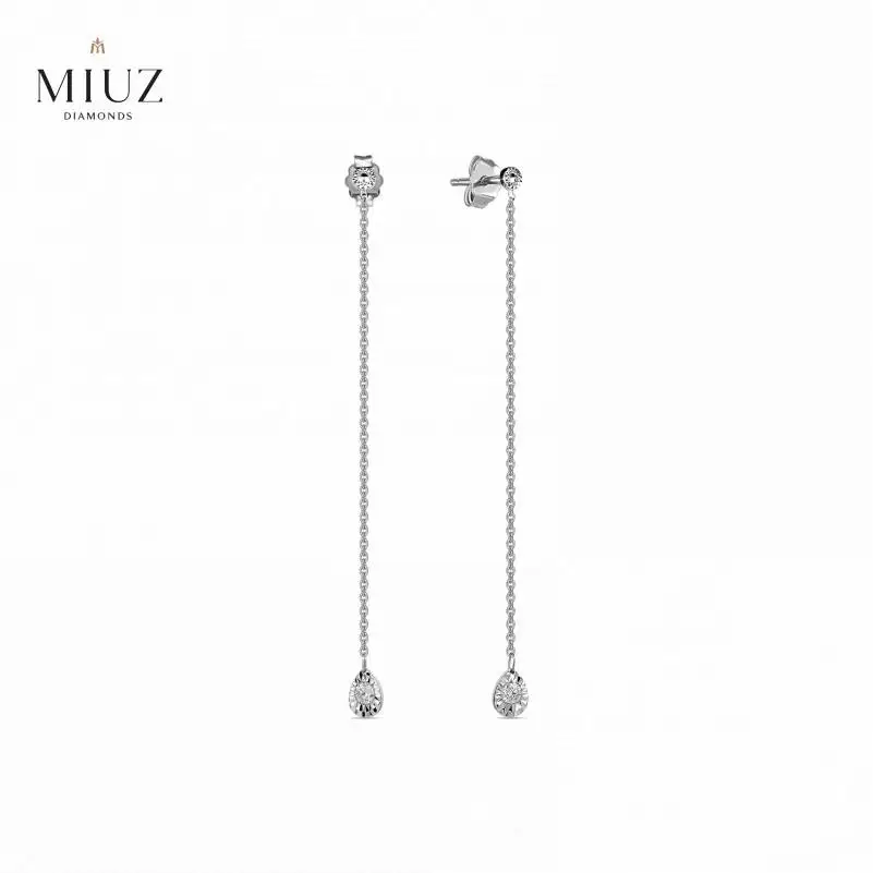Золотые серьги c бриллиантом 585 пробы MIUZ Diamonds (Московский ювелирный завод) |