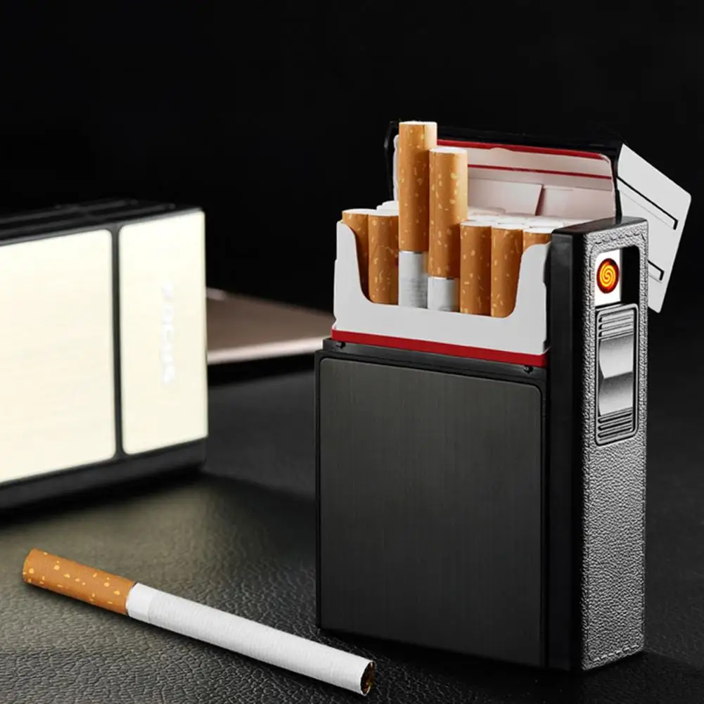 

Cigar Cigarette Waterproof Tobacco Case Windproof Electric Lighter USB Smoking 20pcs Cigarette Dispenser Box Smoke Accesoires