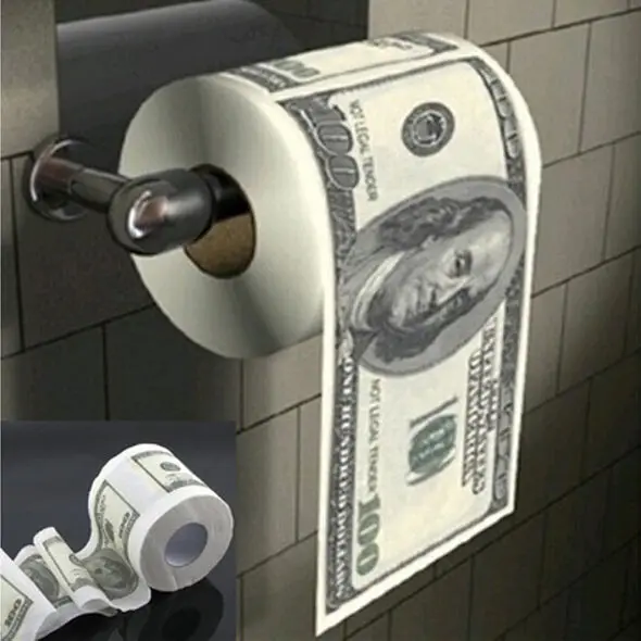 Funny Creative Dollar Bill Printed Toilet Paper Toilet Roll Novelty Gag Gift Tissue