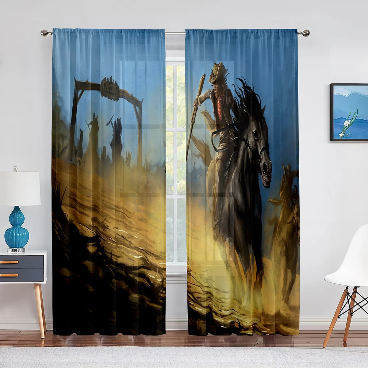 

Ковбойские тюлевые шторы в западном стиле, для дома и офиса, украшение для окон, спальни, кухни, балкона, современные прозрачные шифоновые занавески из вуали