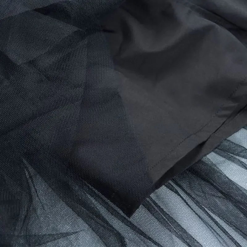 Длинная черная газовая юбка женская сетчатая нестандартного дизайна