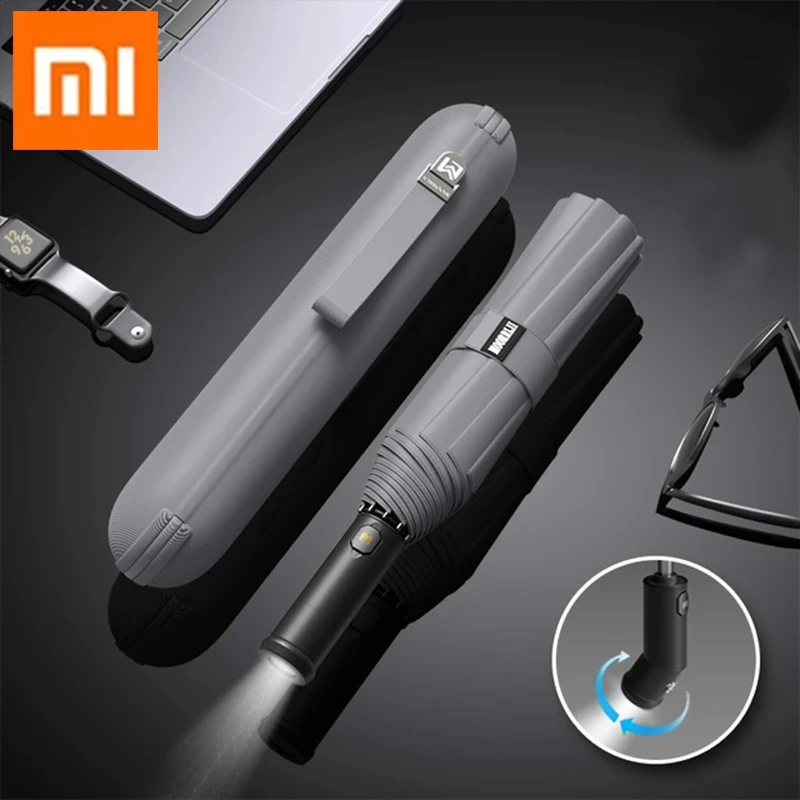 Xiaomi Fully automatic umbrella, three-folding umbrella, strong, wind-resistant and shrinkable LED lighting features