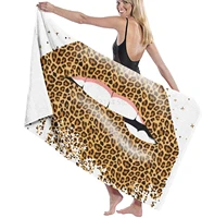 leopard lips beach towel gym decor summer swimming for men super absorbent long quick dry washing towels 80x130 cm