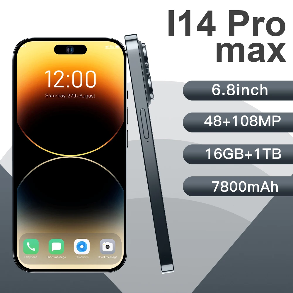 

Сотовый телефон i14 Pro Max, оригинальный смартфон с Полноразмерным экраном 6,8 дюйма и функцией распознавания лица, мобильный телефон с идентифи...