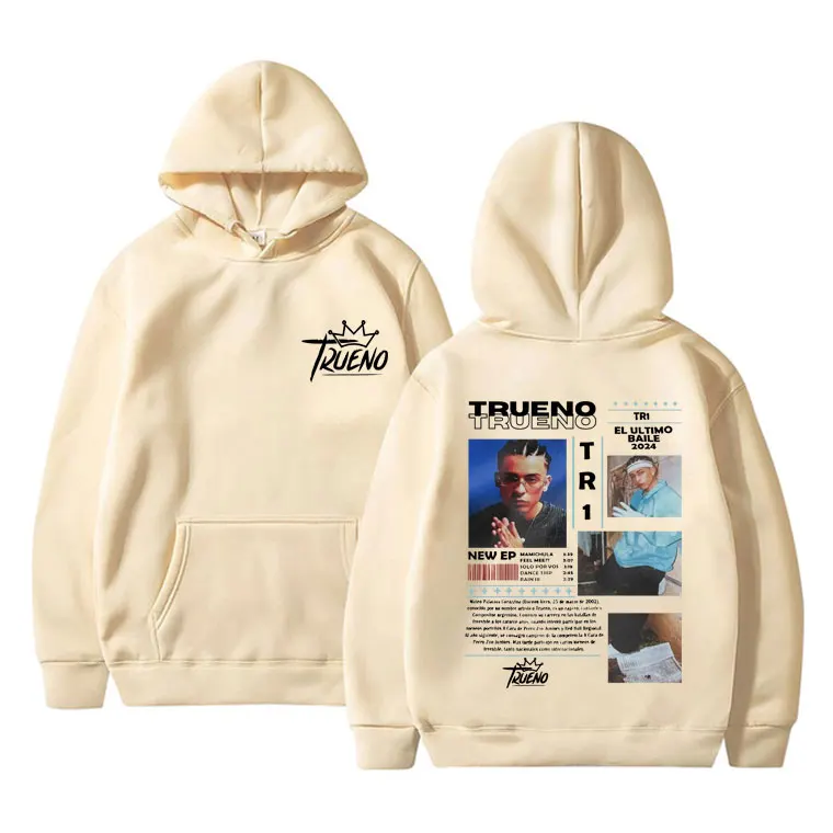 Hip Hop Rapper Trueno El Ultimo Baile 2024 Graphic Hoodie Men Women Oversized Pullover Male Fashion Vintage Hooded Sweatshirt