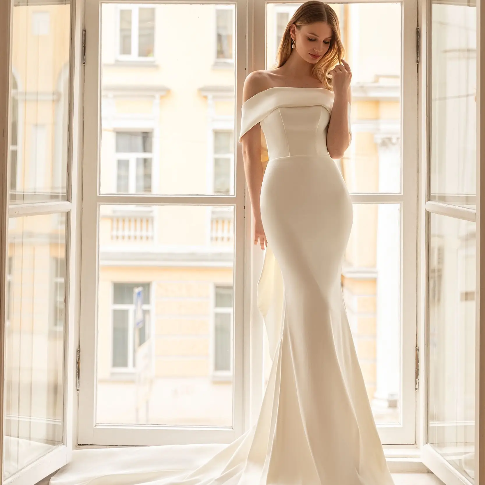 

Атласное свадебное платье-Русалка с открытыми плечами без бретелек, официальное платье, сексуальные свадебные платья невесты, индивидуальный пошив