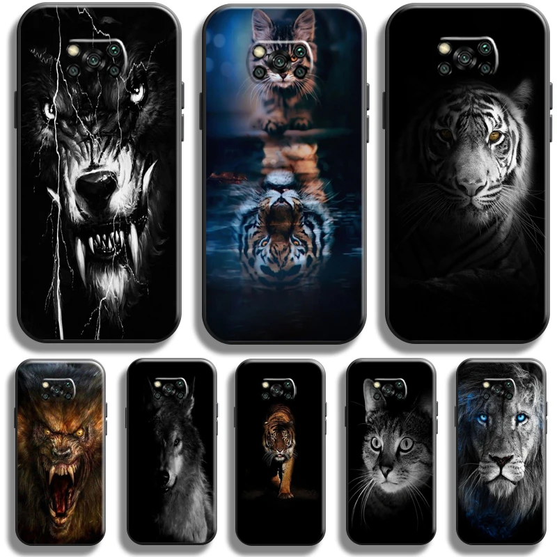 

Lion Eagle Dog Tiger Cat Wolf Phone Case For Xiaomi Poco X3 Pro NFC For POCO X3 GT Case Funda Soft Black Liquid Silicon Back