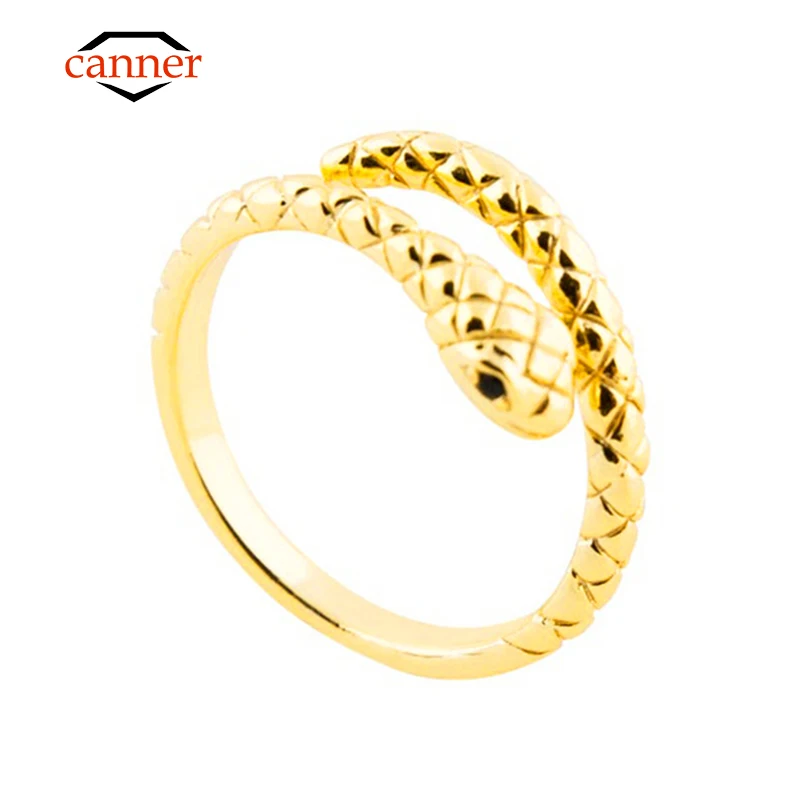 

canner Punk Fashion Ring 9K 10K 14K 18K 24K Solid Gold Adjustable Snake Finger Rings for Women Party Fine Jewelry Anillos Gifts