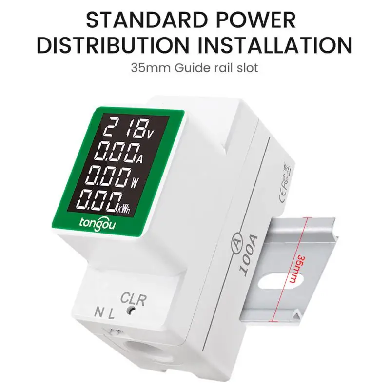 

Din Rail Wattmeter Voltmeter Ammeter Power Meter AC50-300V Volt Amp Power Factor Time Energy Voltage Current Monitor