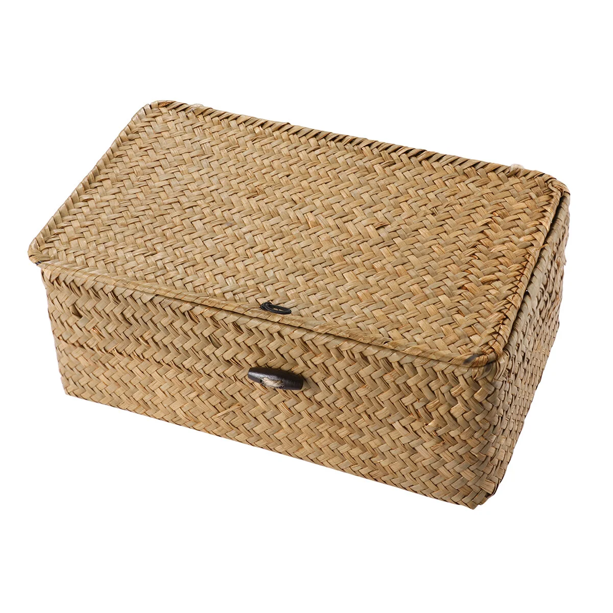 

Плетеный ящик для хранения, плетеные корзины для хранения с крышкой, корзина для морских водорослей, настольная плетеная коробка для дома, офиса, органайзер для полки