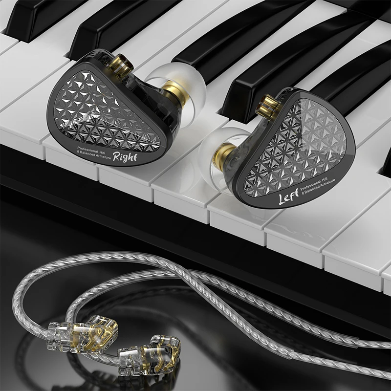 Фото Проводные наушники-вкладыши KZ AS16 Pro 16BA, сбалансированные Hi-Fi наушники монитор с басом, Спортивная гарнитура с шумоподавлением №3
