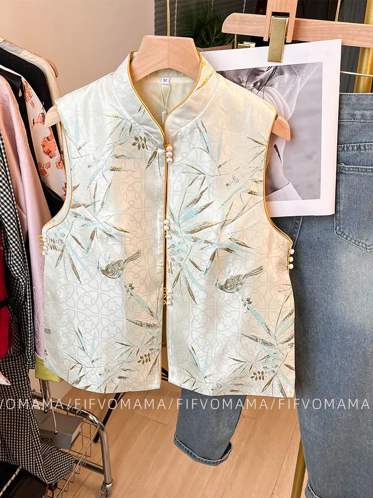 New Chinese Jacquard Vest Women Summer Light National Sle Design Sense Improved Costume Waistc...