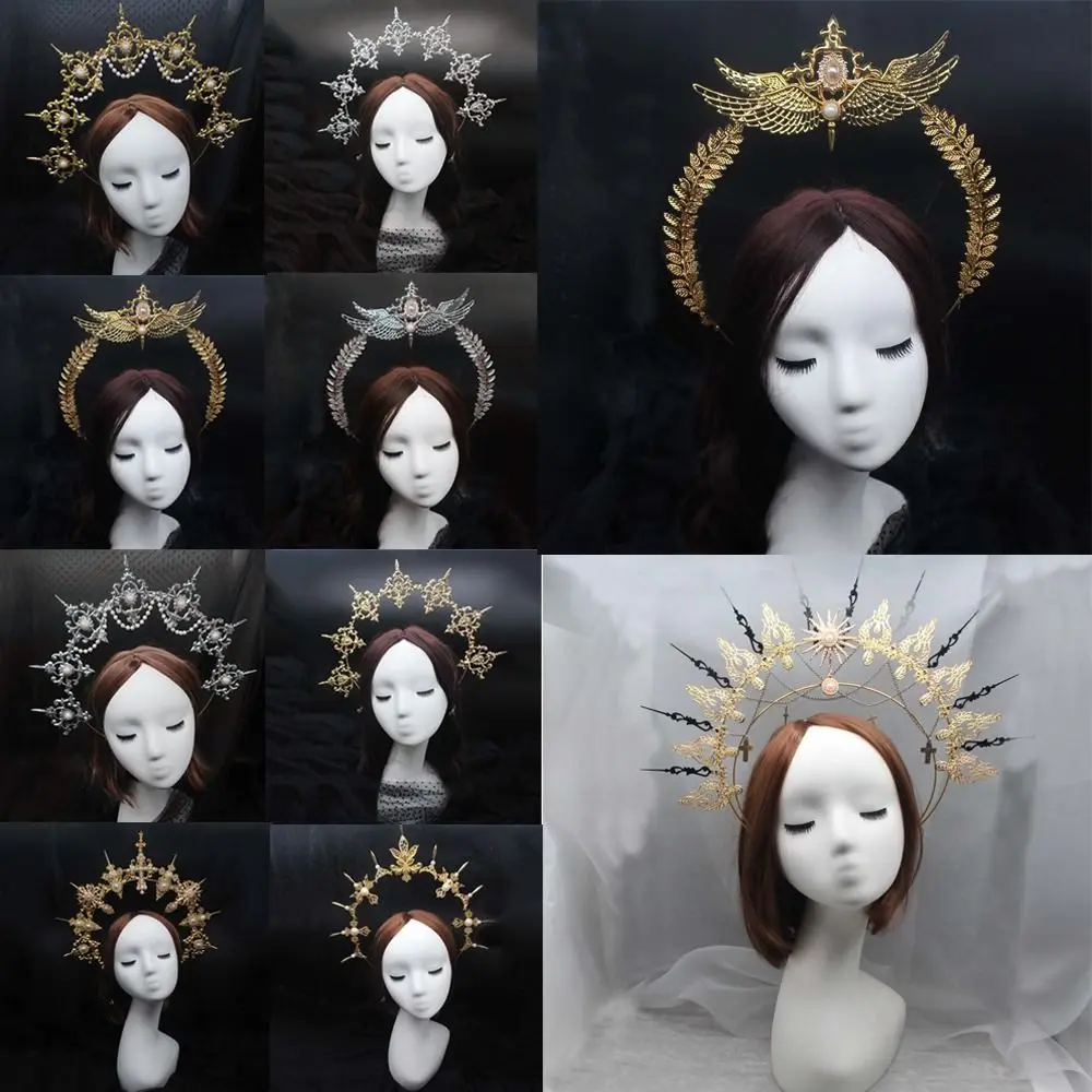 

Headdress Parts Gold Silver Vintage Gothic Lolita Tiara Wedding Headpiece DIY Crown Material Kits Sun Goddess Headwear