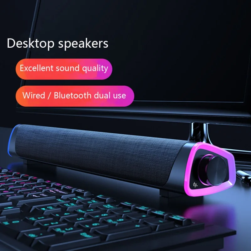 PC Computer Speakers Bluetooth 5.0 Wired Loudspeaker Surround Soundbar Speaker Stereo Subwoofer Sound bar for Laptop Notebook DJ