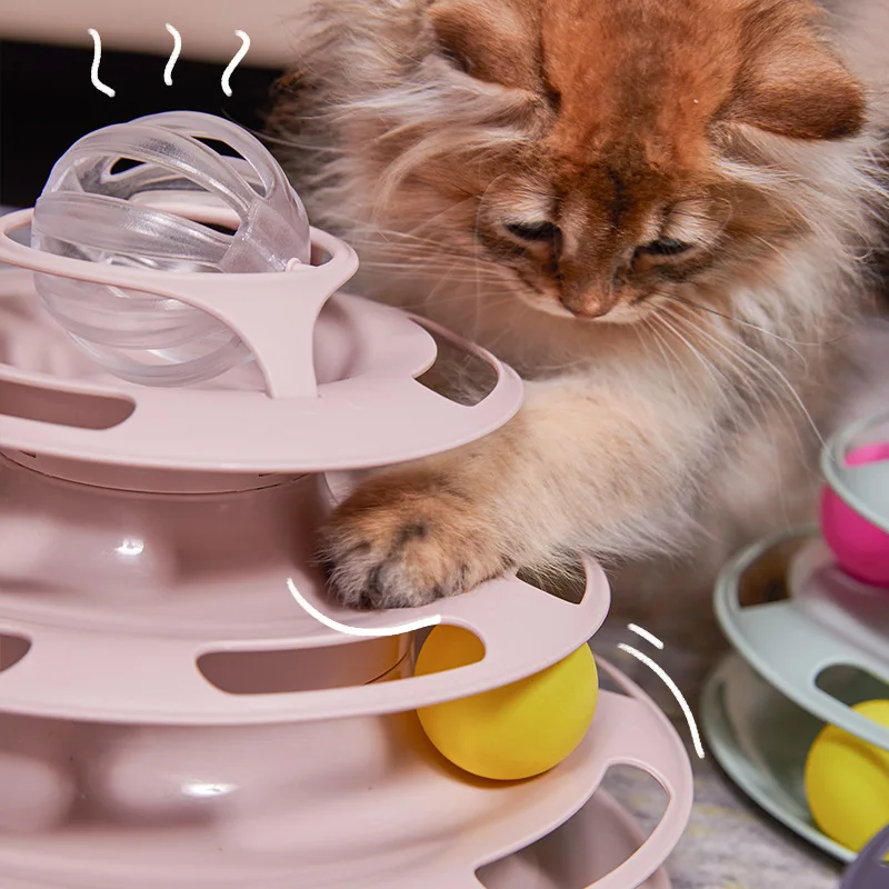 

4 Levels Cat Toy Tower Tracks Cat Toys Interactive Cat Intelligence Training Amusement Plate Cat Tower Pet Products Cat Tunnel