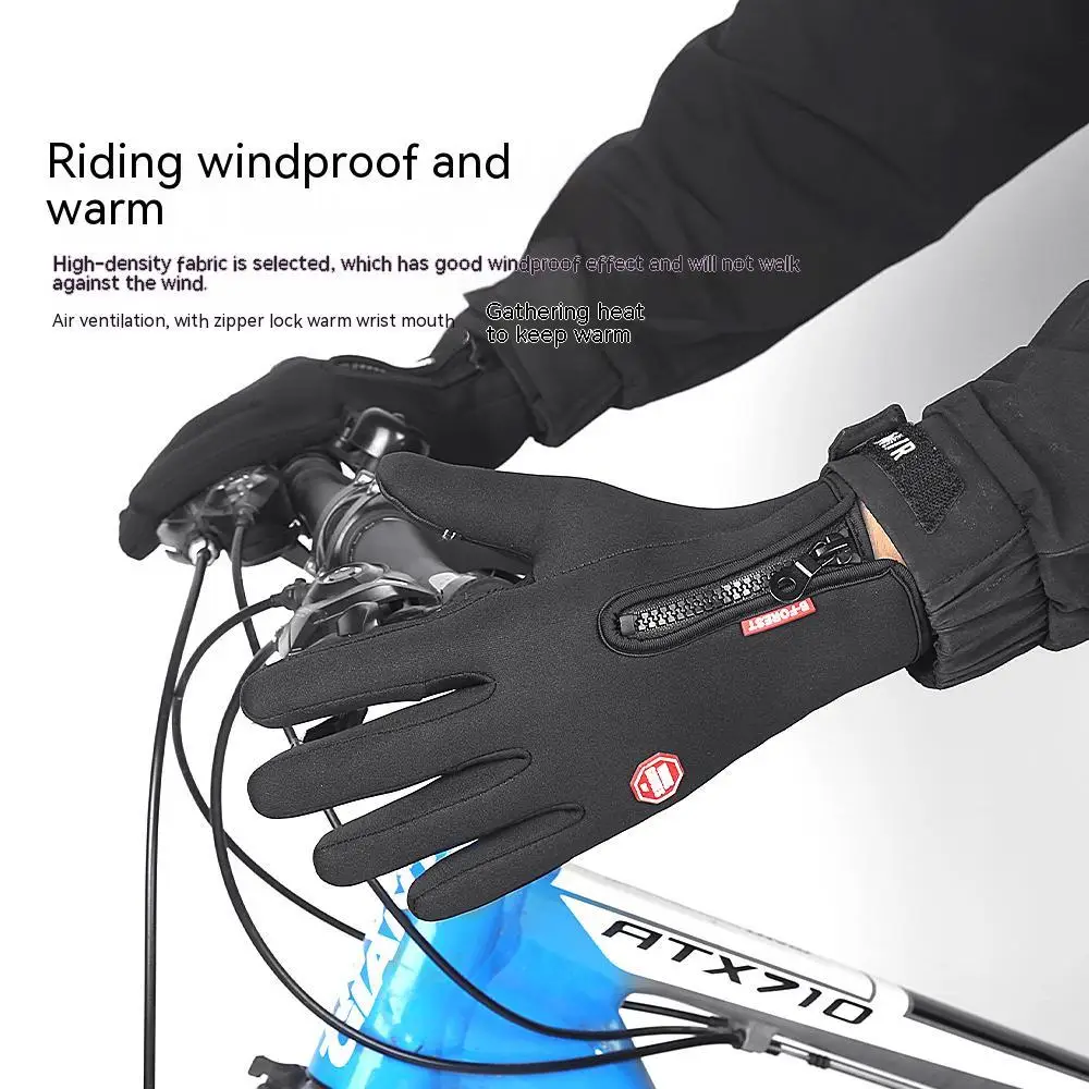 Thermal Winter Gloves Running Windproof Touchscreen Warm Driving Cycling  Sports PU Leather Non-Slip Gloves For Men Women