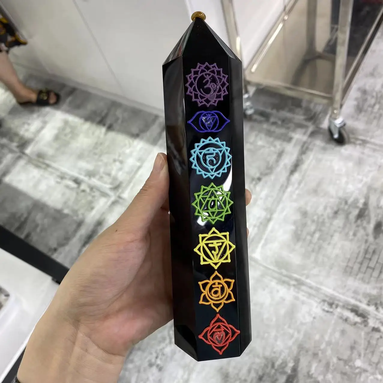 

Natural Seven Chakras Hexagonal Obelisk Energy Gem Reiki Healing Gift Hand-Polished Office Furniture