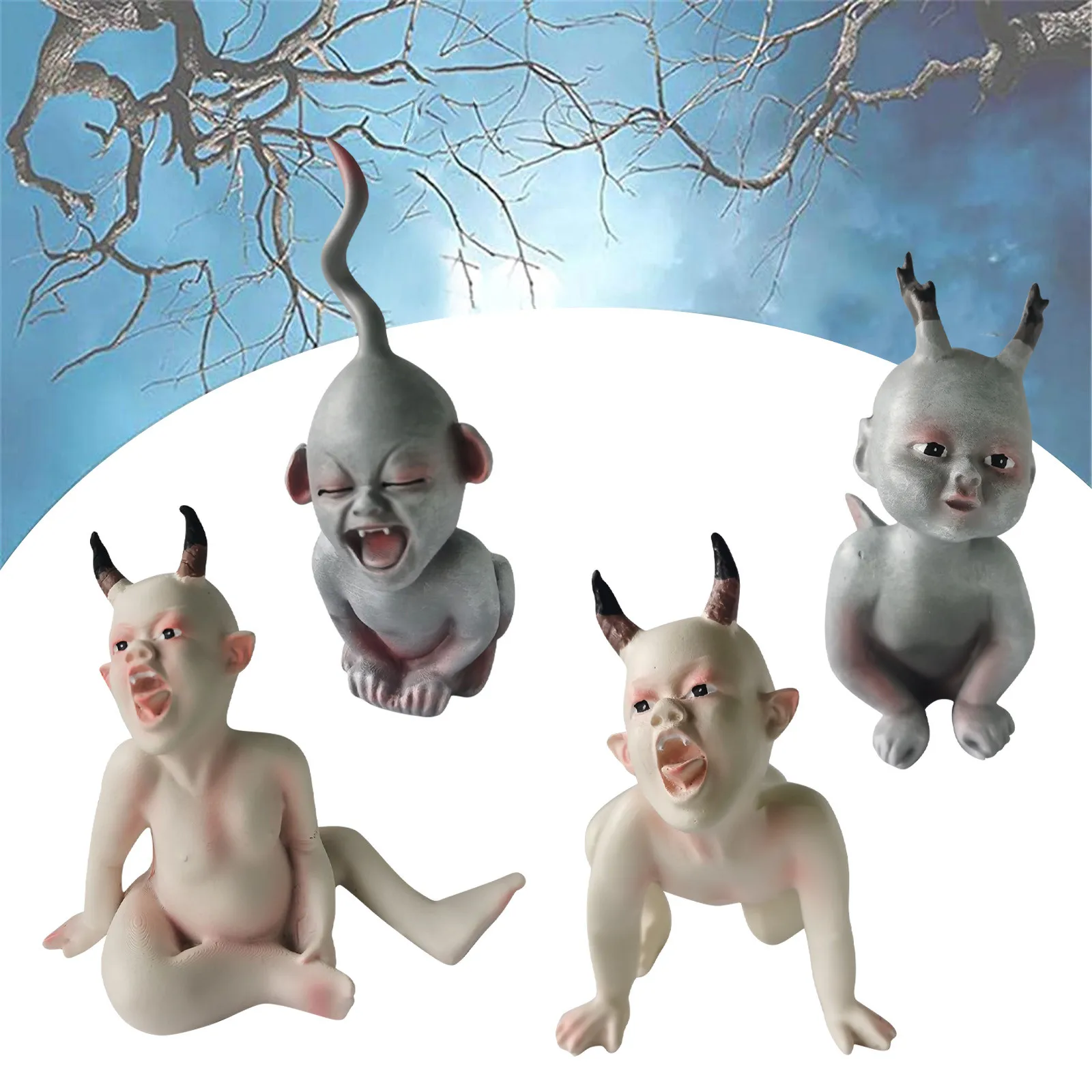 

Halloween Decoration Horror Baby Statue Handmade Doll Crafts Resin Ornaments Halloween Haunted Doll Ghost Zombie Baby Decor