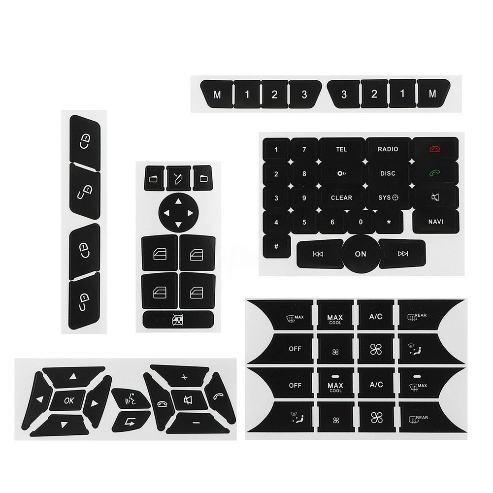 

1 Set Repair Button Door Steering A/C Windo W Radio Stickers Button Repair Decals For Mercedes 2007-14 Car Interior Stickers