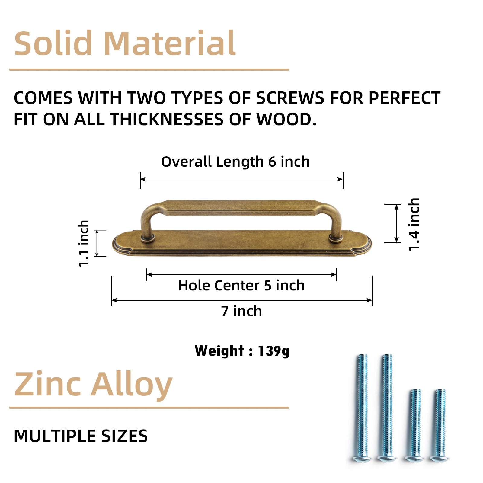 Ручка для шкафа TONA, бронзовая, цинковый сплав