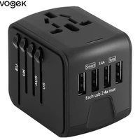vogek 4usb travel adapter type c ports fast charging station power adapter multifunction conversion socket us eu plug converter