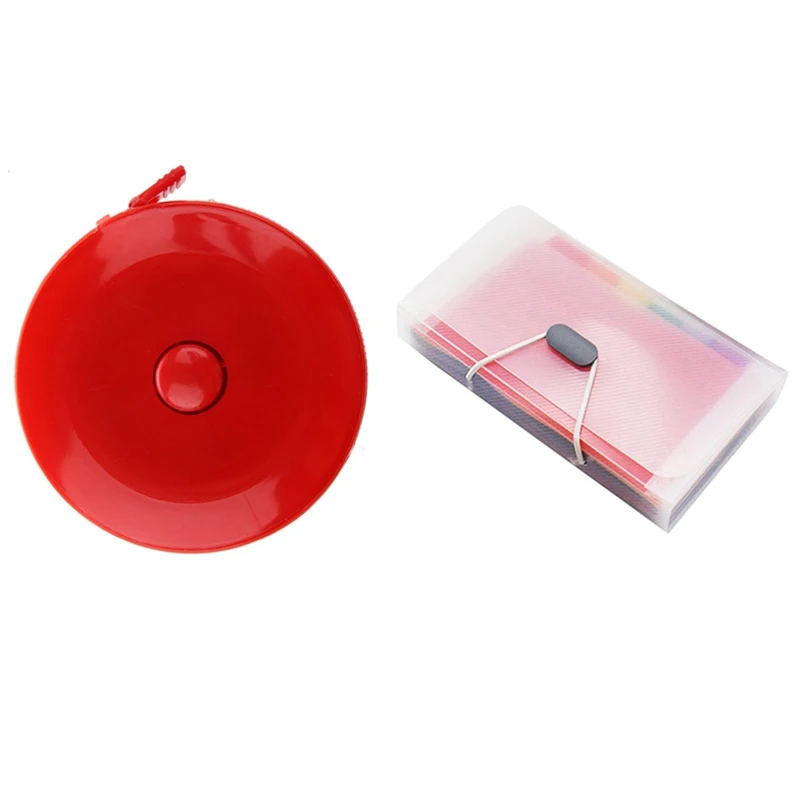 

1 Pcs Retractable Dressmaker's Tape Measures 60 Inch/150Cm & 1 Pcs Office A6 Expanding File Folder Wallet Organ Bag