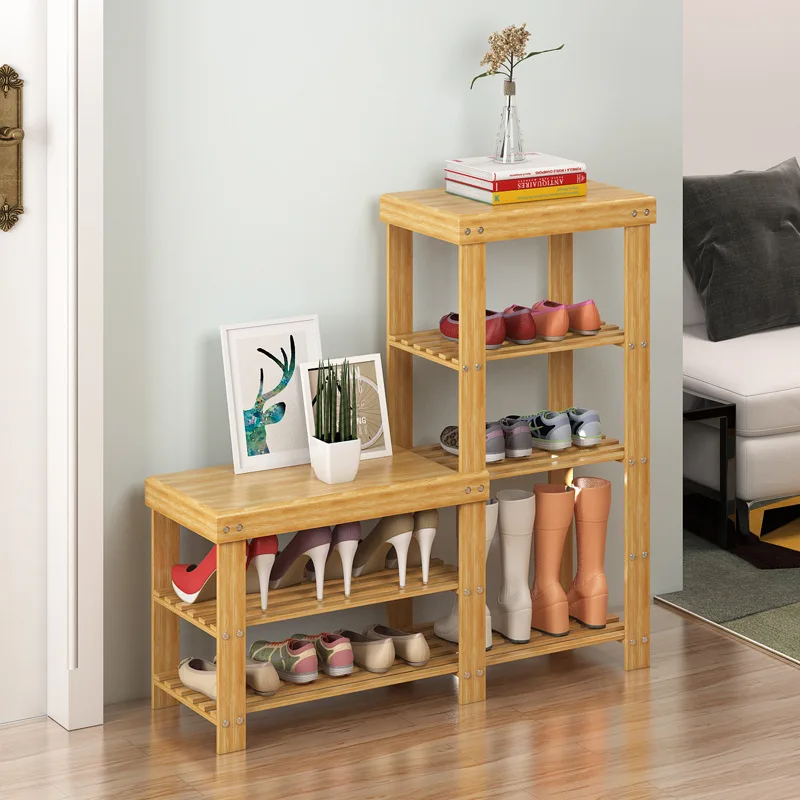 

2022 New Shoes Rack Shoe Rack Made of Moso Bamboo Simple Shoe Changing Stool Storage Multi-Layer Dustproof Shoe Cabinet Simple M