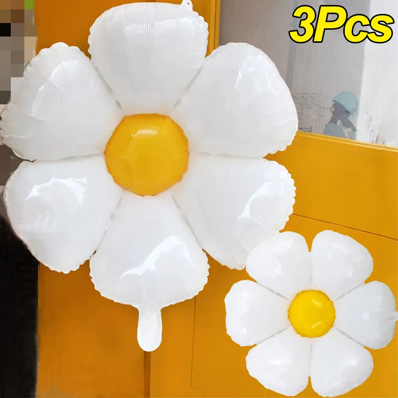 

White Daisy Flower Foil Balloon Plumeria Helium Ball Wedding Kids Birthday Party Decoration Balloons Baby Shower INS Photo Props