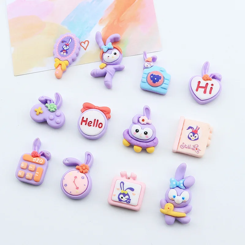 

20Pcs Purple Flatback Resin Cabochons Scrapbook Craft DIY Embellishments Decor Headwear Accessories Cartoon Rabbit Embellishment
