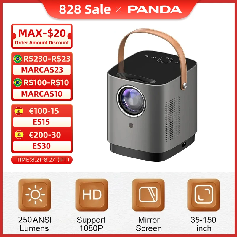 Портативный проектор PANDA RD-853 с поддержкой 1080P, проектор с лучом, Wi-Fi, домашний видеотеатр, Мини проектор, домашний кинотеатр
