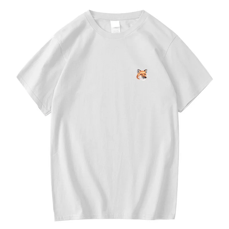 

Мужская Роскошная брендовая футболка с вышивкой Maison Fox, эластичная хлопковая футболка с коротким рукавом, уличная мода, свободная повседнев...