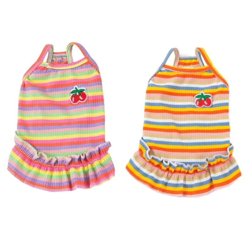 

Girl Clothes Costume Apparel Sundress with Ruffle Striped Dresses Drop Shipping