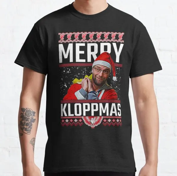 

Веселая Kloppmas Jurgen Klopp Lfc Рождественская печать футболка футболки путешествия уличная одежда Skunny хлопок мода повседневная мужская