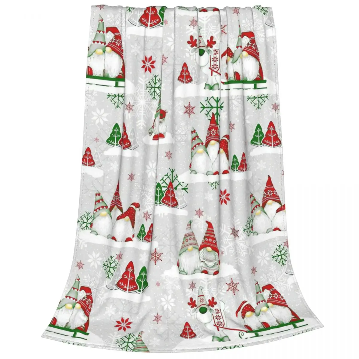 Вязаное одеяло гномы с надписью Merry Christmas