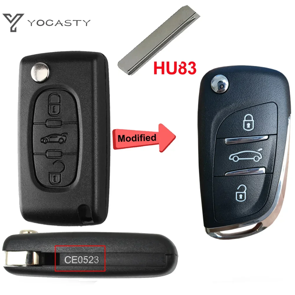 

YOCASTY модифицированный откидной чехол для удаленного ключа автомобиля для Citroen C2 C3 C4 C5 Berlingo для Peugeot 207 307 308 407 607 HU83 VA2
