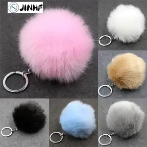 ATSlowTimes Large Fluffy Puffs Ball Bag Charm Pompom Keychain