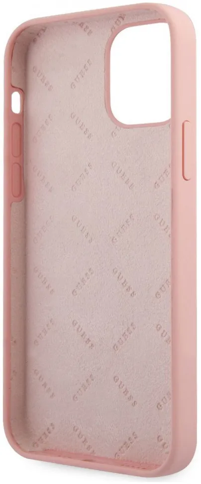 Чехол CG Mobile Guess Liquid silicone Script Laser logo для iPhone 12 mini цвет Розовый/Мятный | Мобильные