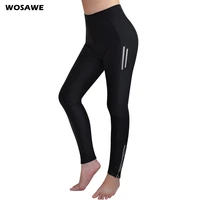 wosawe women breathable cycling bicycle pants reflective bike sport tights riding running hiking fishing gel padded trousers