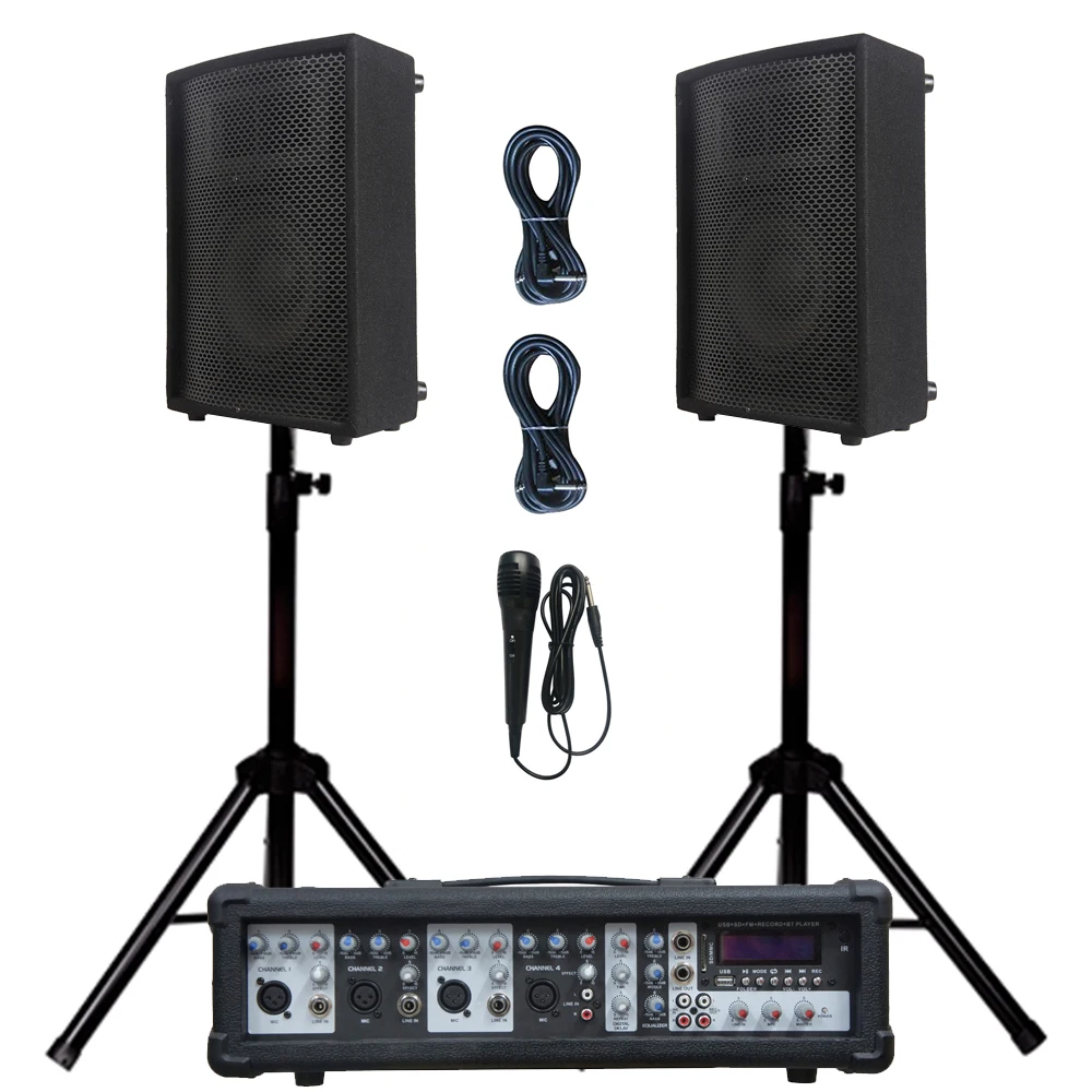 

Professional audio 1000W 2X12"Subwoofer PA speaker system TWS karaoke sets 4 channel powered mixer Sound box bocina parlant