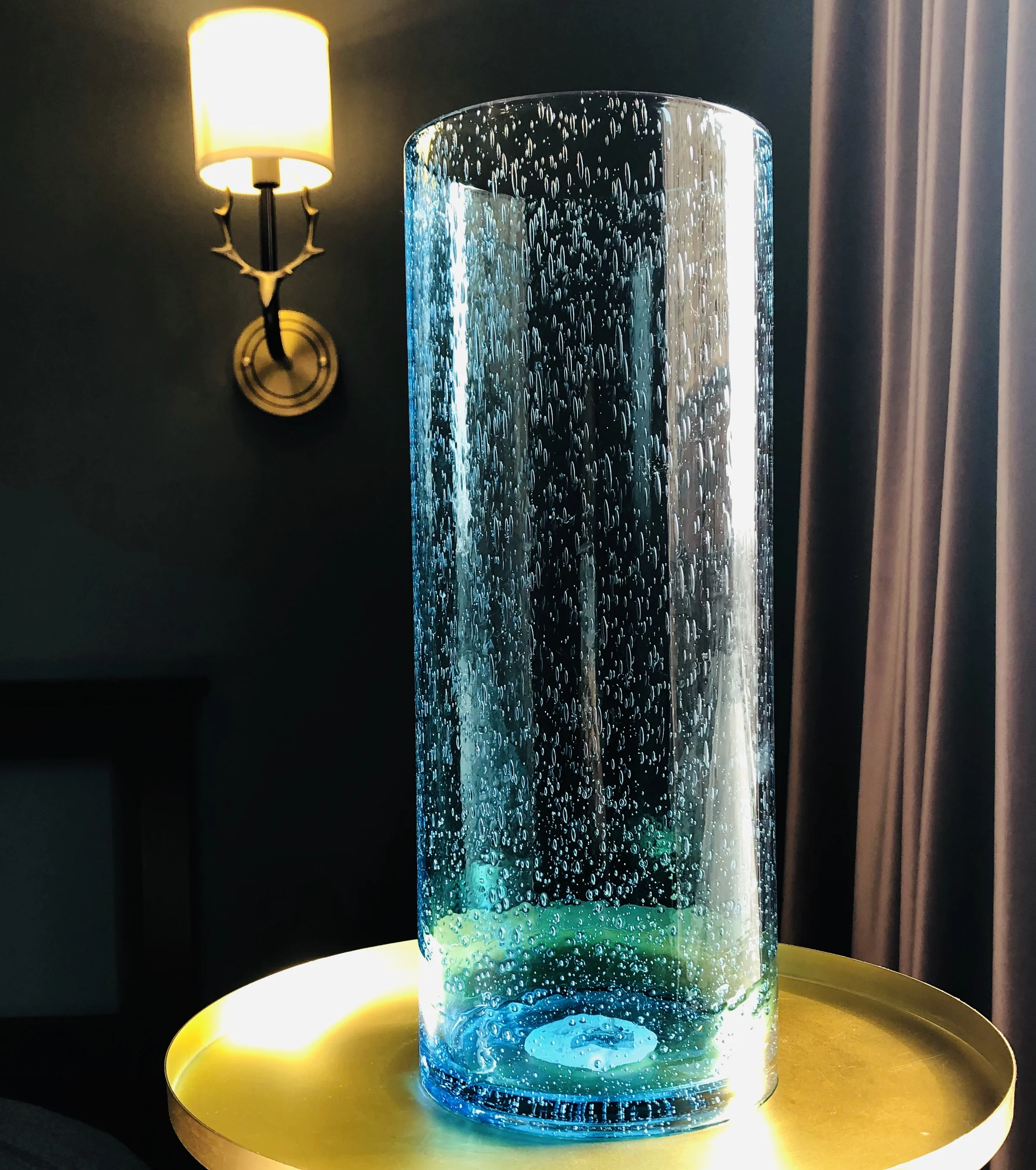 Искусственное дутое стекло оригинальный синий материал эстетически приятная