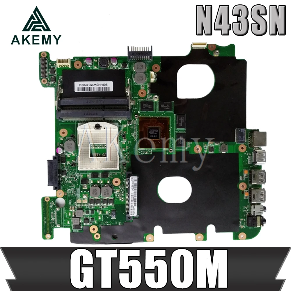 

Akemy N43SN motherboard GT550M For Asus N43S N43SL N43SN N43SM laptop motherboard tested 100% work original mainboard