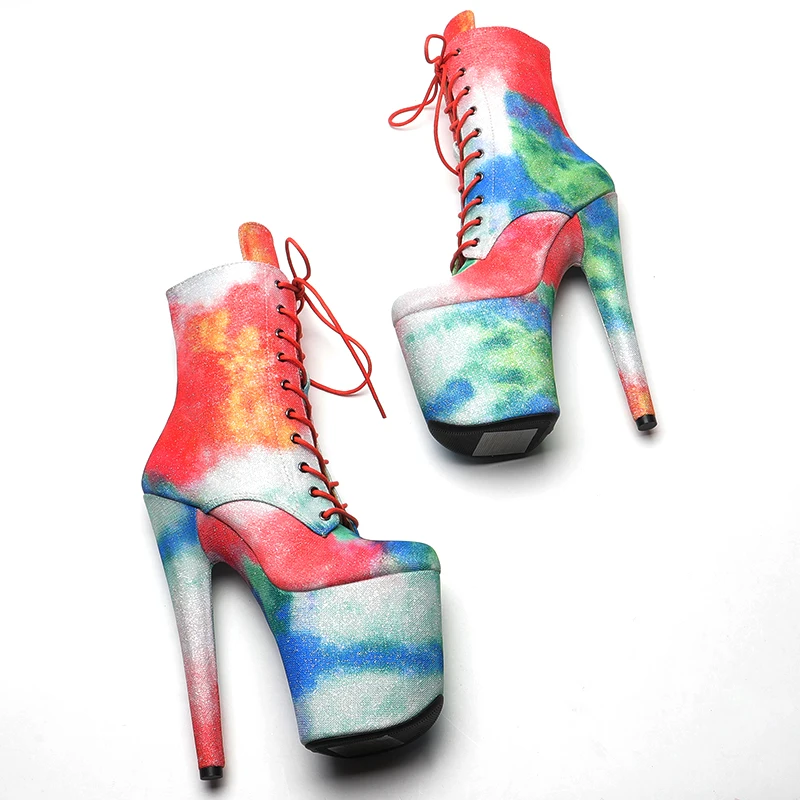 Leecabe  20CM/8inches catwalk  boots platform short boots model nightclub super high heel  3B