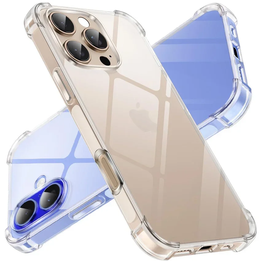 Shockproof Clear Case For iPhone 16 15 14 13 12 11 Pro XS Max Mini XR X 7 8 6S Plus SE2022 Transparent Soft Silicone Back Cover