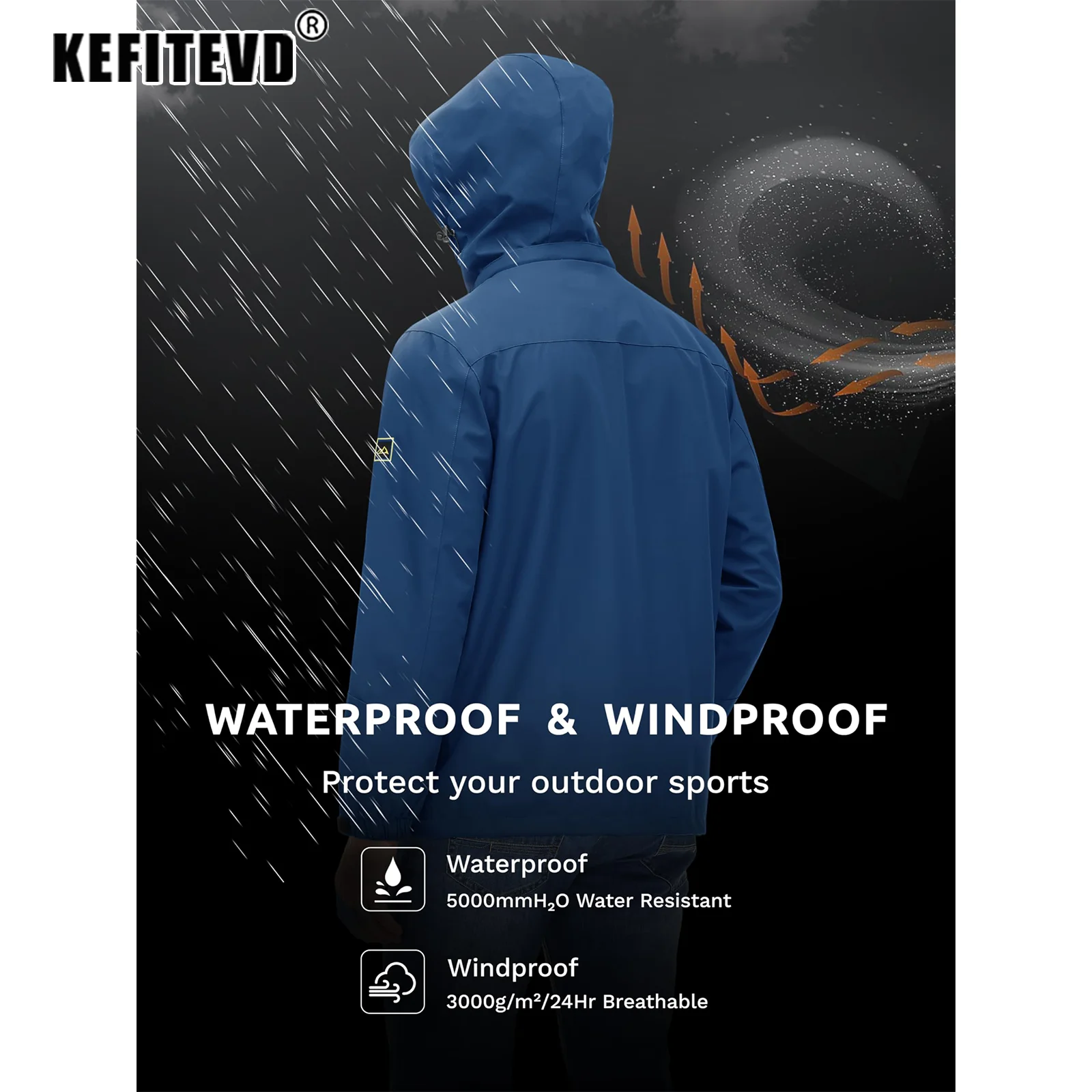KEFITEVD Мужские Дышащие Водонепроницаемые Куртки Весна Осень Сетчатая Подкладка