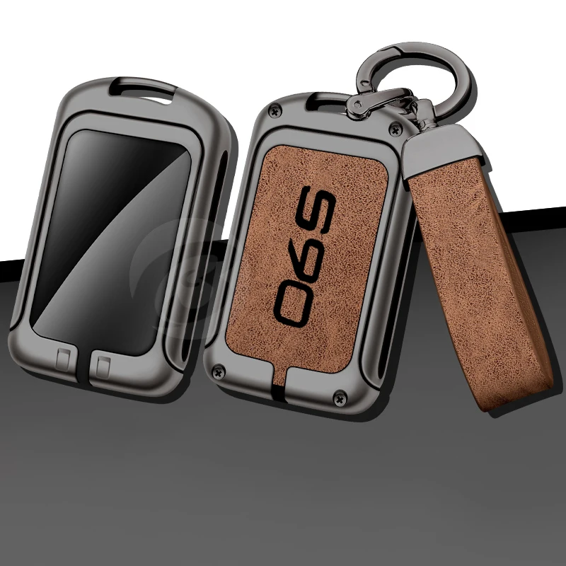 

Smart Zinc Alloy Leather Car Key Case Cover For Volvo S90 R Protector Key Fob Keyring Holder Keychain Accessories