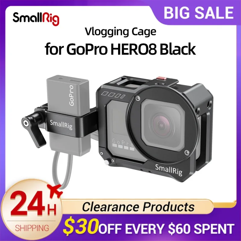 

Клетка для видеокамеры SmallRig gopro hero 8, черный держатель для видеокамеры и адаптер для микрофона, аксессуары для видеокамеры gopro HERO 8, 2678