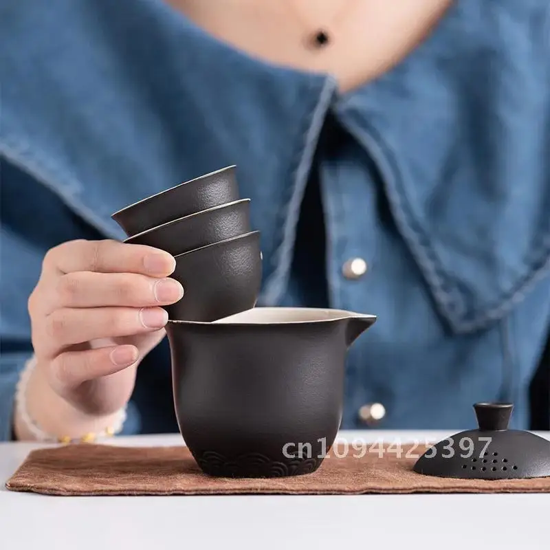 Дорожный чайный сервиз с тремя горшками портативная миска крышкой небольшой