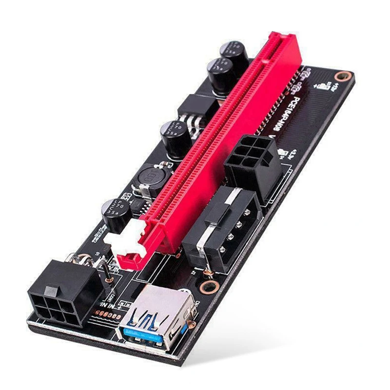 PCI-E Pcie Riser 009 Express 1X To 16X Extender PCI E USB 009S Dual 6Pin Adapter Card SATA 15Pin For Bitcoin Miner