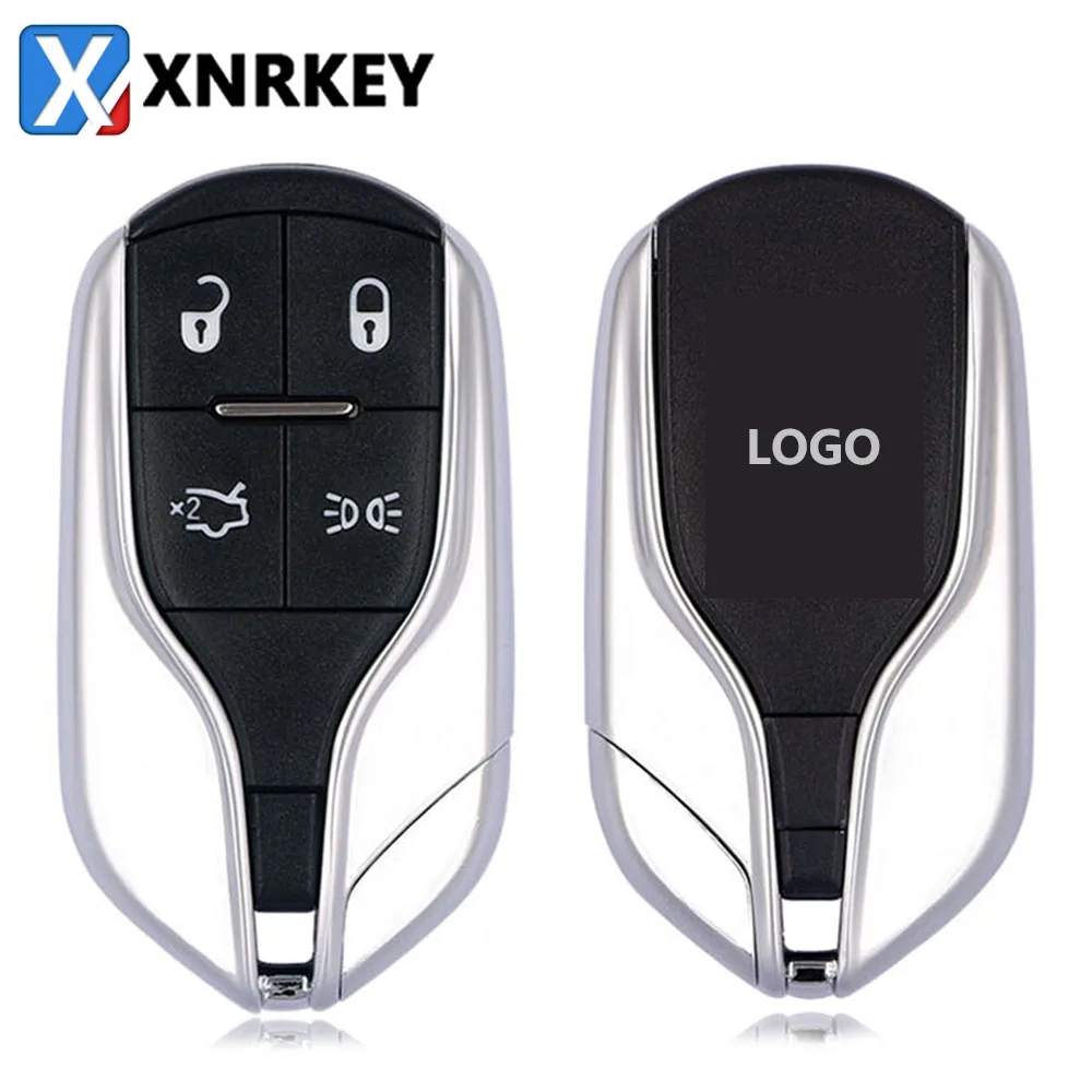 

XNRKEY 4 Button Remote Smart Luxury Car Key Shell for Maserati President Ghibli Quattroporte Levant Replacement Case with Logo