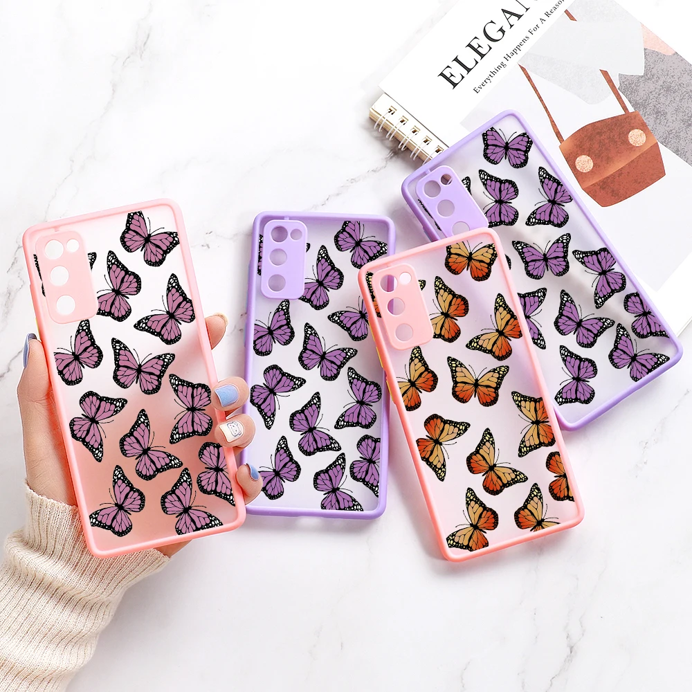 

S20 FE Case For Samsung A12 Case A52S A32 A51 A72 A52 A21S A31 A71 A70 A50 Funda Butterfly Funda Galaxy S21 Ultra S20 Plus Capa